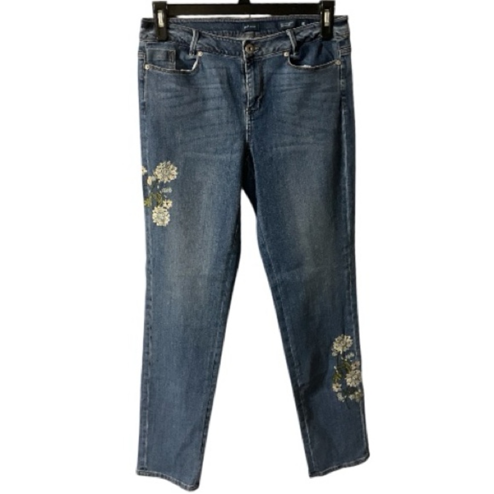 J Jill Denim Weekender Straight Leg Jeans, Cotton blend, Embroidery, Boho, Sz 8